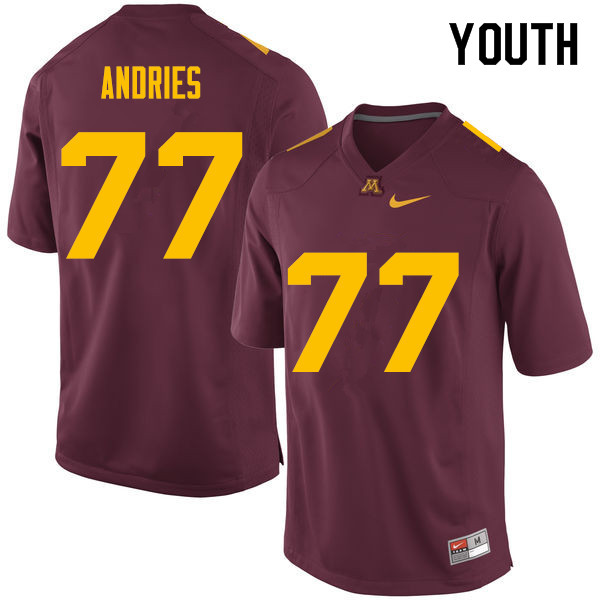 Youth #77 Blaise Andries Minnesota Golden Gophers College Football Jerseys Sale-Maroon - Click Image to Close
